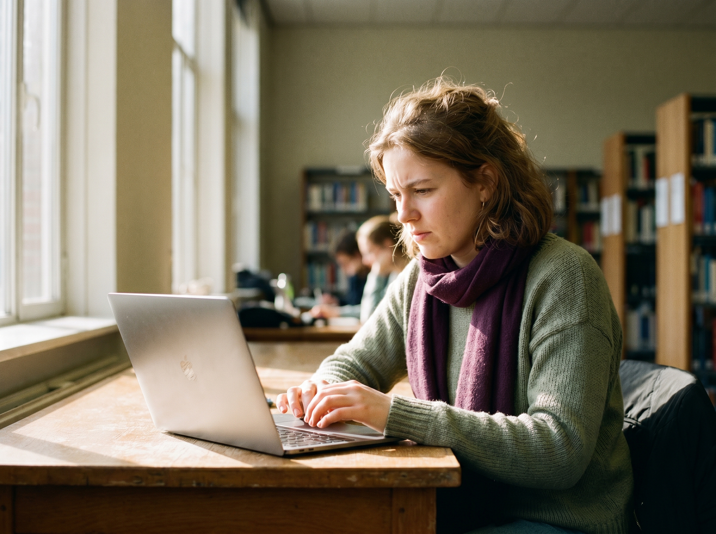 Leerling werkt geconcentreerd op een laptop